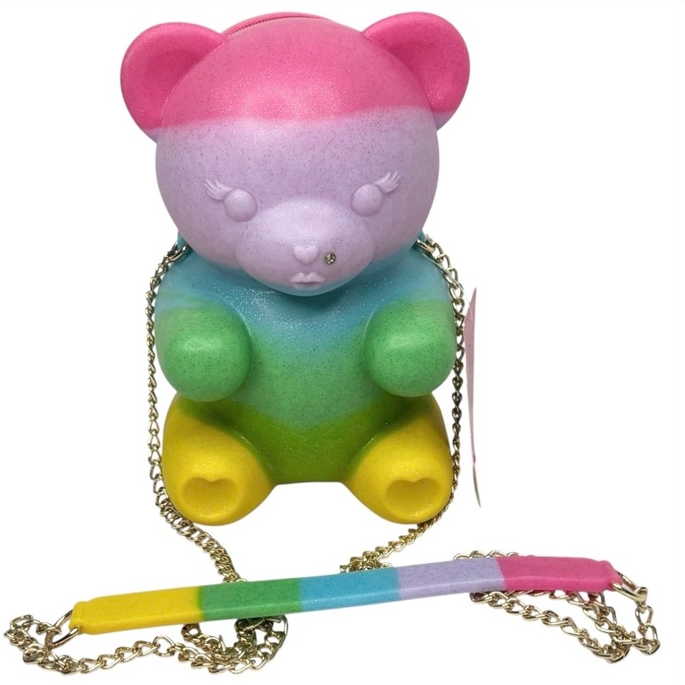 NWT Betsey Johnson Kitsch Bear Necessity Rainbow Gummy Crossbody Polymer Bag - Picture 2 of 16